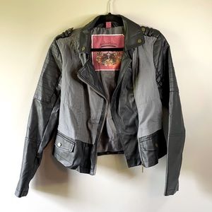 Black & grey leather jacket